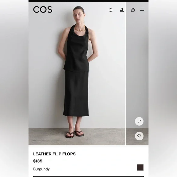 COS Burgubdy Leather Sandals - Picture 3 of 7